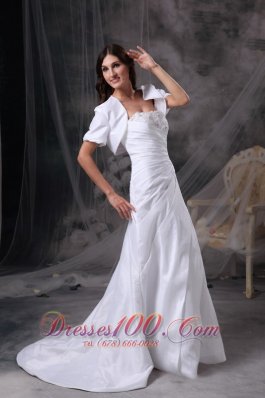 Custom Made Column Appliques White Dress for Silver Wedding