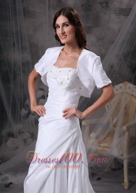 Custom Made Column Appliques White Dress for Silver Wedding