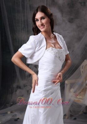 Custom Made Column Appliques White Dress for Silver Wedding