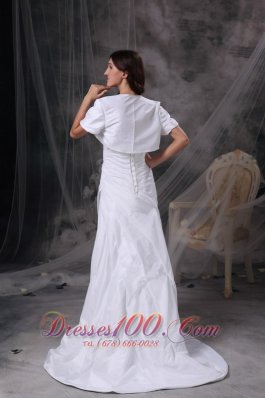 Custom Made Column Appliques White Dress for Silver Wedding