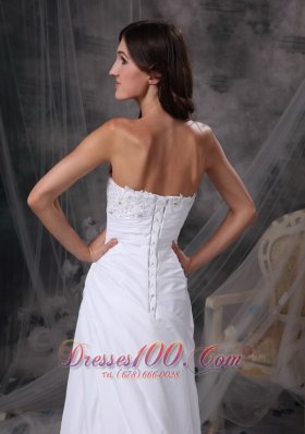 Custom Made Column Appliques White Dress for Silver Wedding