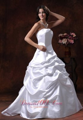 Strapless White A-line Wedding Dress Ball Gown for Cheap