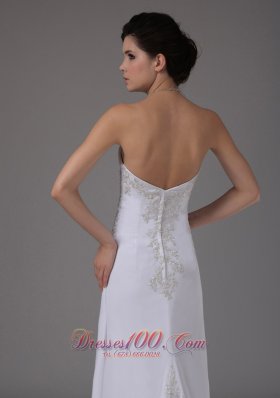 Embroidery Chiffon White Dress for Destination Wedding Sweep