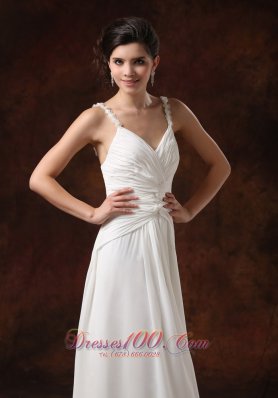 Spaghetti Straps Bridal Dress Chiffon Twist Floor-length