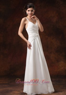 Spaghetti Straps Bridal Dress Chiffon Twist Floor-length