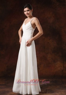 Spaghetti Straps Bridal Dress Chiffon Twist Floor-length