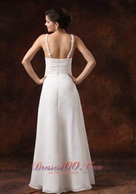 Spaghetti Straps Bridal Dress Chiffon Twist Floor-length