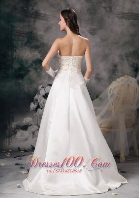 White and Champagne Church Wedding Dress Sweetheart Crystal