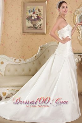 Perfect Hall Bridal Gowns Chapel Train Taffeta Appliques