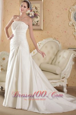 Perfect Hall Bridal Gowns Chapel Train Taffeta Appliques