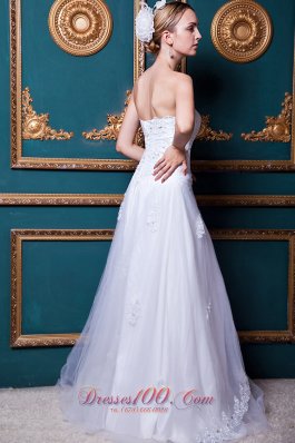 Appliques Apron Split Wedding Dress A-line Floor-length