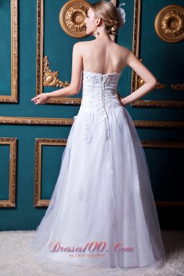 Appliques Apron Split Wedding Dress A-line Floor-length