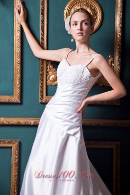 Spring A-line Straps Wrapped Wedding Gowns Chapel Train