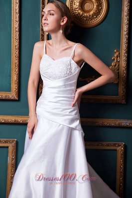 Spring A-line Straps Wrapped Wedding Gowns Chapel Train