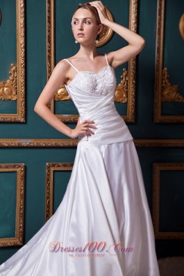 Spring A-line Straps Wrapped Wedding Gowns Chapel Train