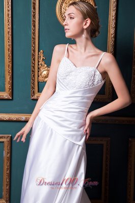 Spring A-line Straps Wrapped Wedding Gowns Chapel Train