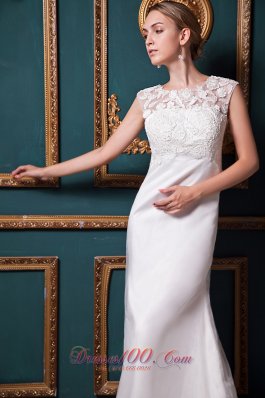 Dramatic Convertible Lace Wedding Dress Scoop Chapel Train