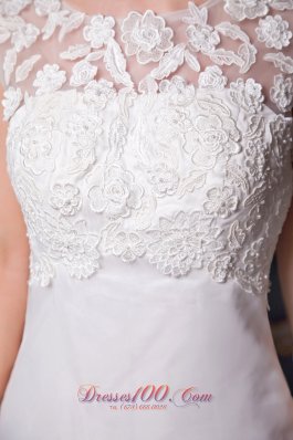 Dramatic Convertible Lace Wedding Dress Scoop Chapel Train