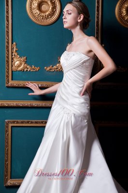 Criss-cross Ruch Wedding Gowns Strapless Court Appliques