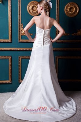 Criss-cross Ruch Wedding Gowns Strapless Court Appliques