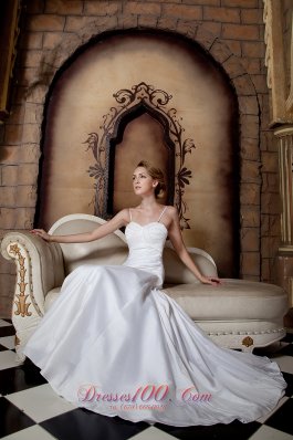 Simply Princess Wedding Dress Spaghetti Straps Court Train