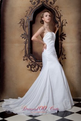 Simply Princess Wedding Dress Spaghetti Straps Court Train