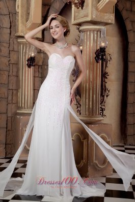 Empire Sequins Column Bridal Dress Sweetheart Chiffon