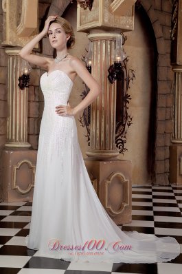 Empire Sequins Column Bridal Dress Sweetheart Chiffon