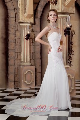 Empire Sequins Column Bridal Dress Sweetheart Chiffon