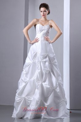 White Pick-ups Hall Bridal Gowns Vintage Spaghetti Straps