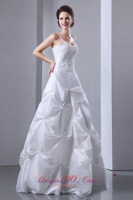 White Pick-ups Hall Bridal Gowns Vintage Spaghetti Straps