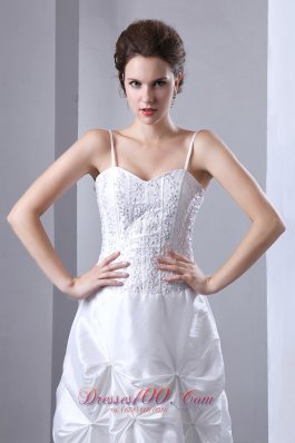 White Pick-ups Hall Bridal Gowns Vintage Spaghetti Straps