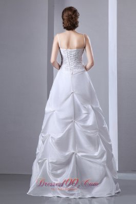 White Pick-ups Hall Bridal Gowns Vintage Spaghetti Straps