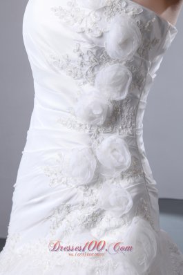 Hand Made Flowers Garden Wedding Gowns Tiered Appliques