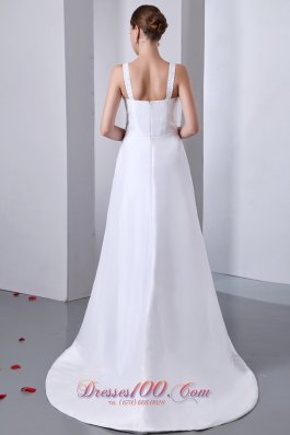 Classical A-line Straps Hall Wedding Dress Ruch Beading