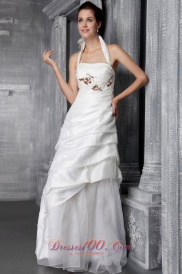 Princess Halter Appliques Wedding Gowns Floor-length Tiered