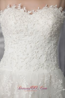 Exquisite Empire Tulle Lace Wedding Dress Sweetheart Sweep