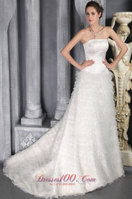 Romantic Tulle Ruffles Winter Church Wedding Dress Strapless