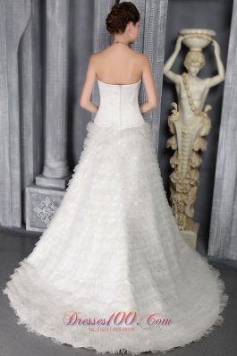 Romantic Tulle Ruffles Winter Church Wedding Dress Strapless