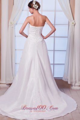 Appliques Bridal Dress A-line Strapless Princess Anne Style