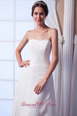 Asymmetrical Column Beach Wedding Dresses Strapless Chiffon