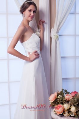 Asymmetrical Column Beach Wedding Dresses Strapless Chiffon