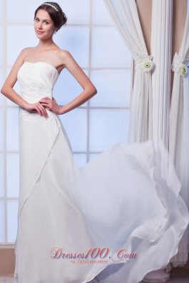 Asymmetrical Column Beach Wedding Dresses Strapless Chiffon