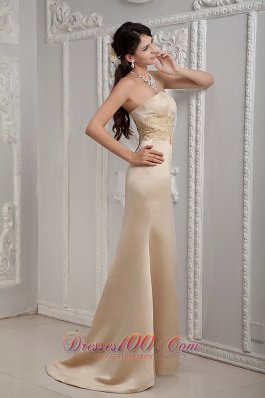 Retro Champagne Lace Dress for Golden Wedding Column Gingle