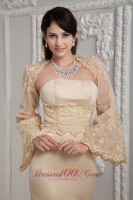 Retro Champagne Lace Dress for Golden Wedding Column Gingle