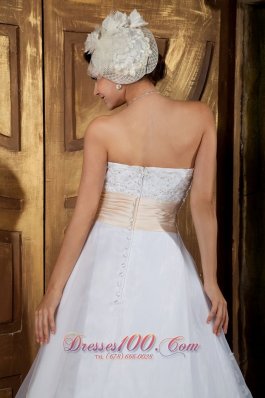 Beautiful Embroidery Bridal Dress Colored Strapless Organza