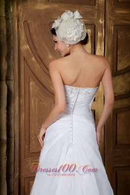 Beautiful Embroidery Bridal Dress Colored Strapless Organza