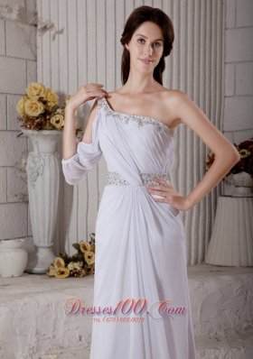 Stylish Column One Shoulder Beach Wedding Dress Gilding