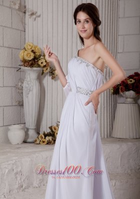 Stylish Column One Shoulder Beach Wedding Dress Gilding