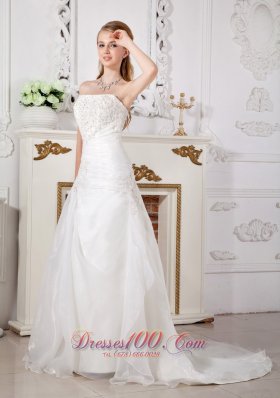 Princess Strapless Bridal Dress Lace Wedding Reception